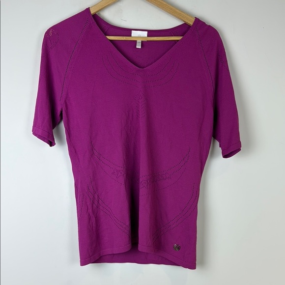 Sportalm Pink Fitted Short Sleeve Knit Tee Size US 10 - Picture 1 of 8